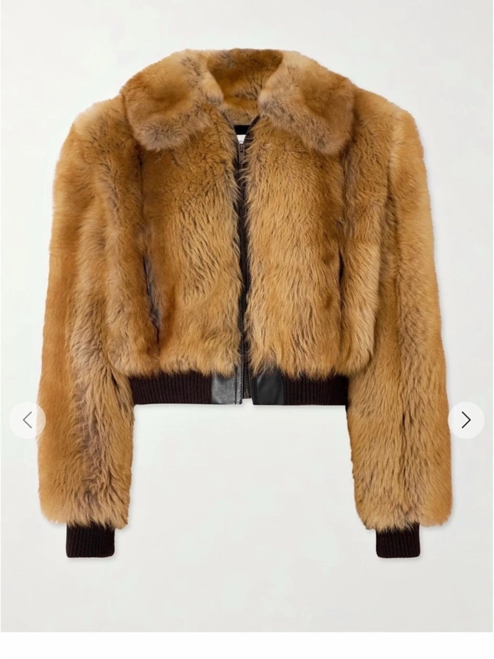 Saint Laurent Leather-trimmed Shearling Bomber Jacket Women’s Size 38